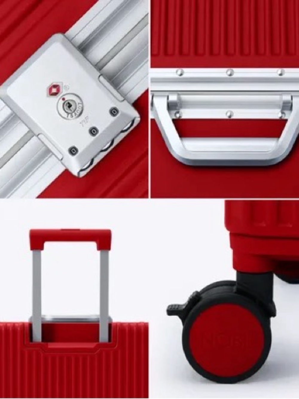 BNIB Red Front-Access Tech-Friendly Carry-On + Check-In Luggage - Picture 2 of 9